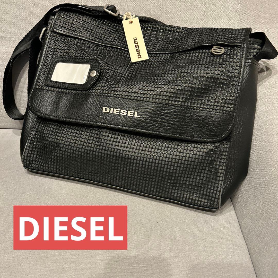 【超美品】DIESEL ディーゼル レザーメッセンジャーバッグ メタルロゴ 古着