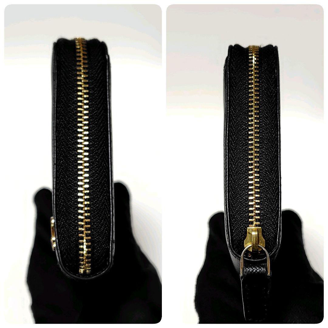 極美品✨　アニエスベー　長財布　黒　ラウンドファスナー　レザー　シンプル　金具