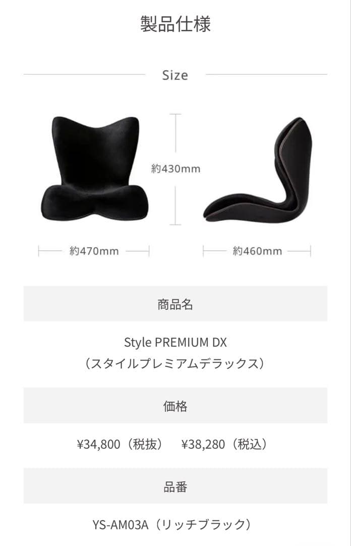 極美品Style PREMIUM DX 最上位モデル骨盤・姿勢矯正クッション