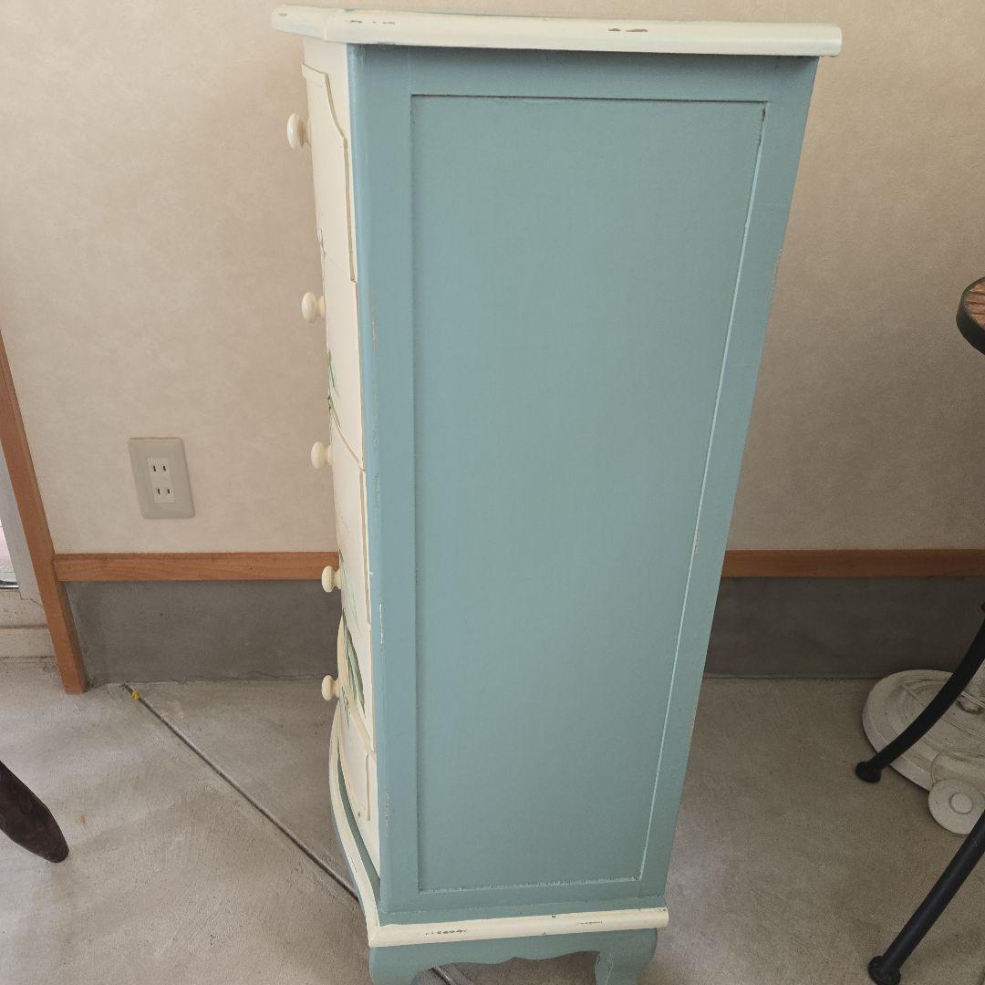 ローズデザインの5段チェスト　世界にひとつだけの花ハンドペイント