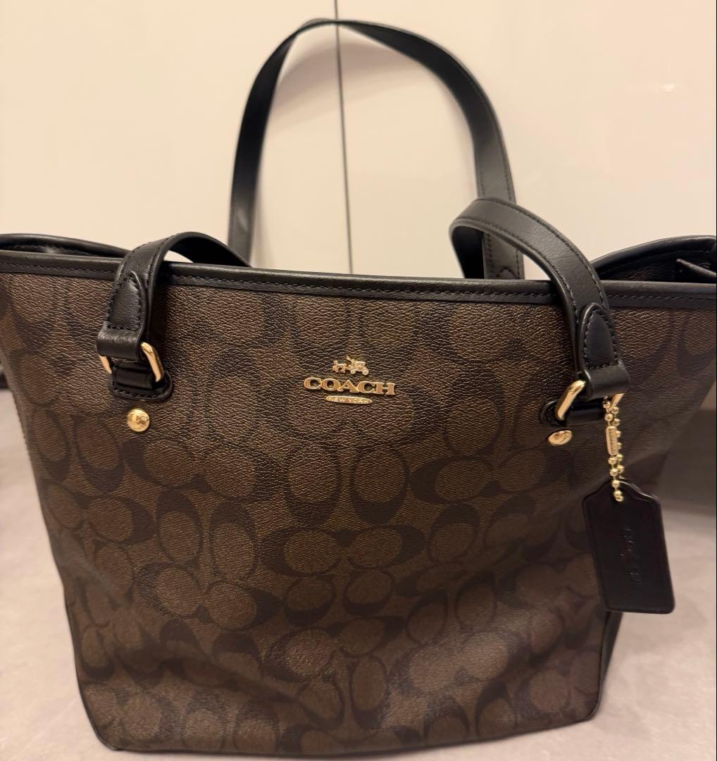 COACH コーチ　トートバッグ　シグネチャー　ブラウン