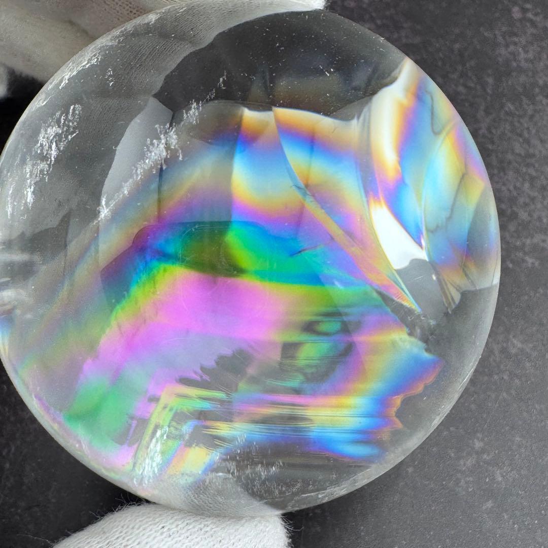 ferrari888　M-25虹入り水晶丸玉　水晶スフィア　天然石