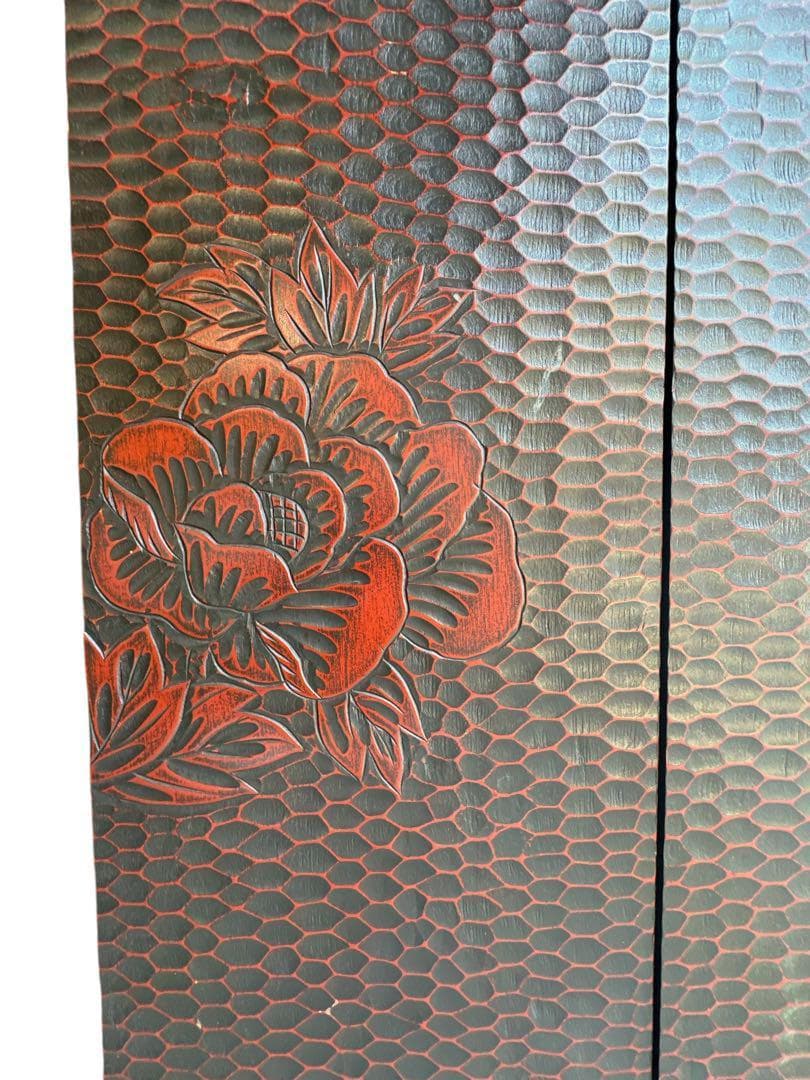 鎌倉彫 三面鏡 姿見 鏡 鎌倉彫り スタンドミラー