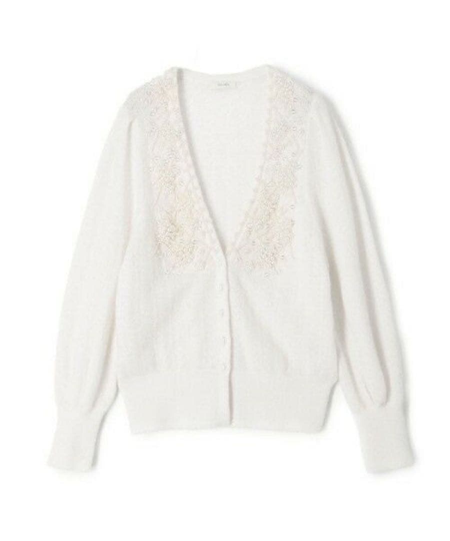 デプレ DES PRES 2024AW パールレースステッチVネックカーディガン