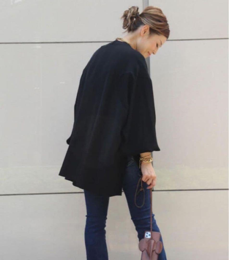 ENFOLD エンフォルド　ダブルサテン　バルーンスリーブ　プルオーバー 黒