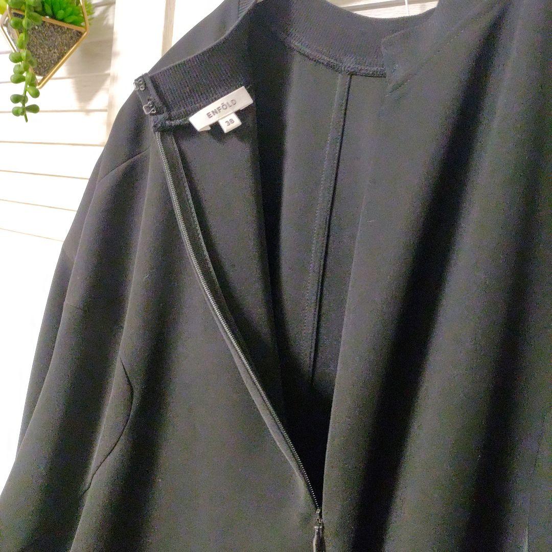 ENFOLD エンフォルド　ダブルサテン　バルーンスリーブ　プルオーバー 黒