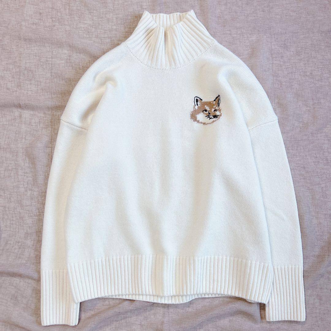 メゾンキツネ ハイネック プルオーバー ニット フォックスヘッド L