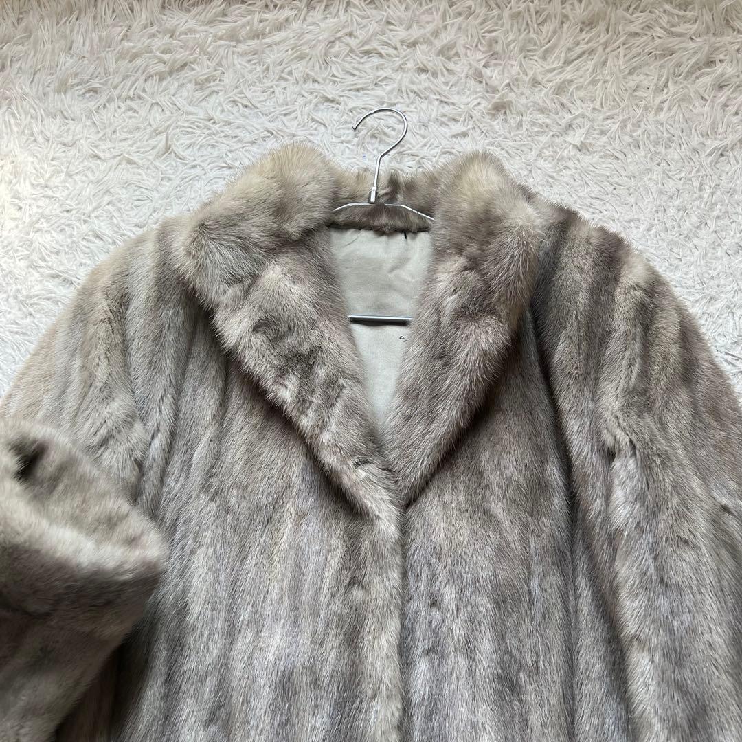 総丈70cm サファイアミンク リアルファーコート 本毛皮 毛並み◎ 色味◎