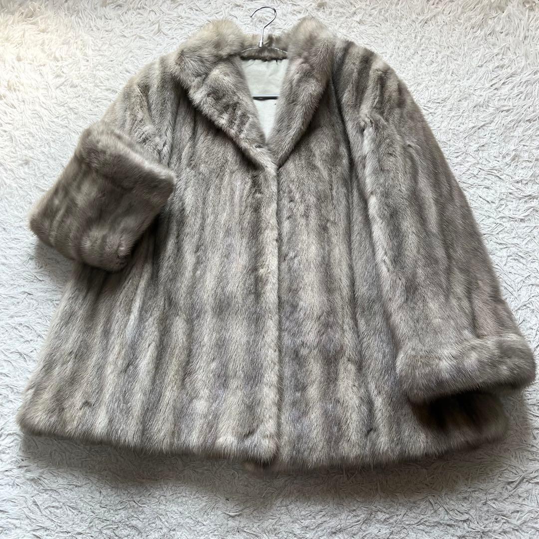 総丈70cm サファイアミンク リアルファーコート 本毛皮 毛並み◎ 色味◎