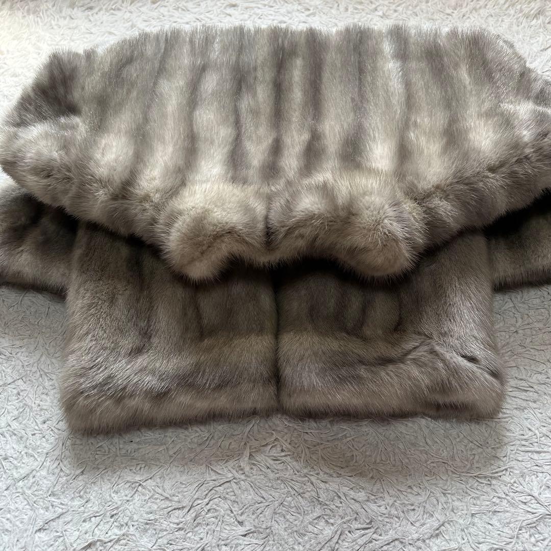総丈70cm サファイアミンク リアルファーコート 本毛皮 毛並み◎ 色味◎