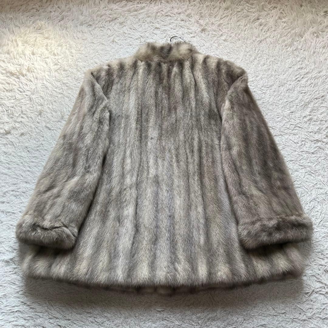 総丈70cm サファイアミンク リアルファーコート 本毛皮 毛並み◎ 色味◎