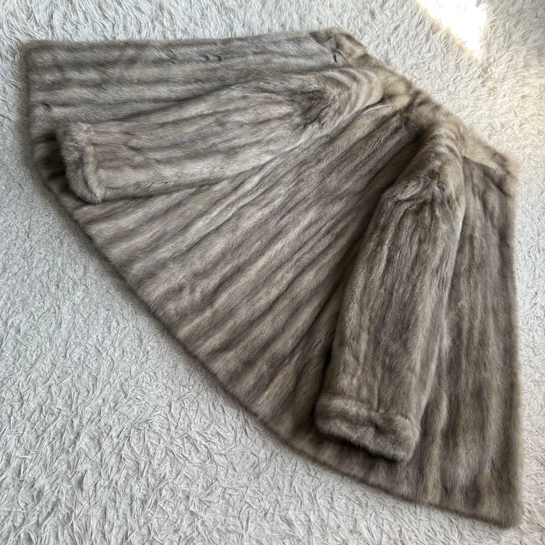 総丈70cm サファイアミンク リアルファーコート 本毛皮 毛並み◎ 色味◎