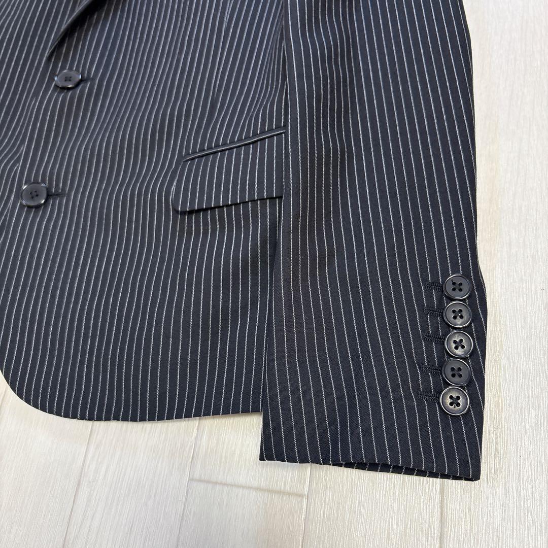 美品 サンローランパリ エディ期 ストライプ テーラードジャケット36 ブラック
