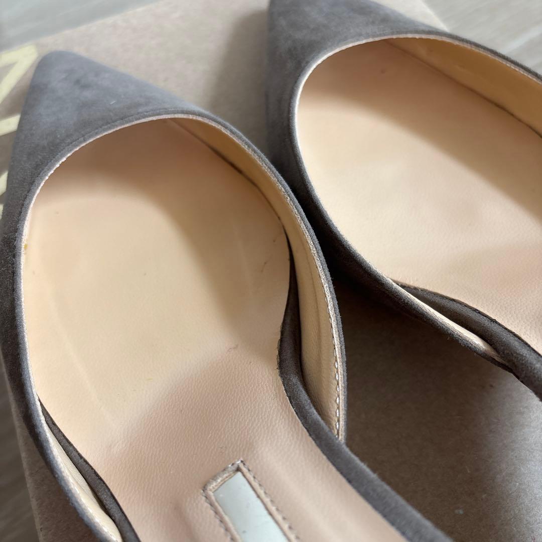 ドゥーズィエムクラス　グレー ポインテッドトゥ ミュール