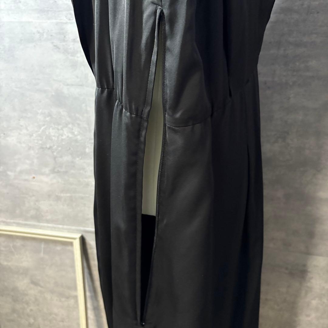 カラルス　バックリボンデザイン袖スリットレースワンピースドレス　大きいサイズ