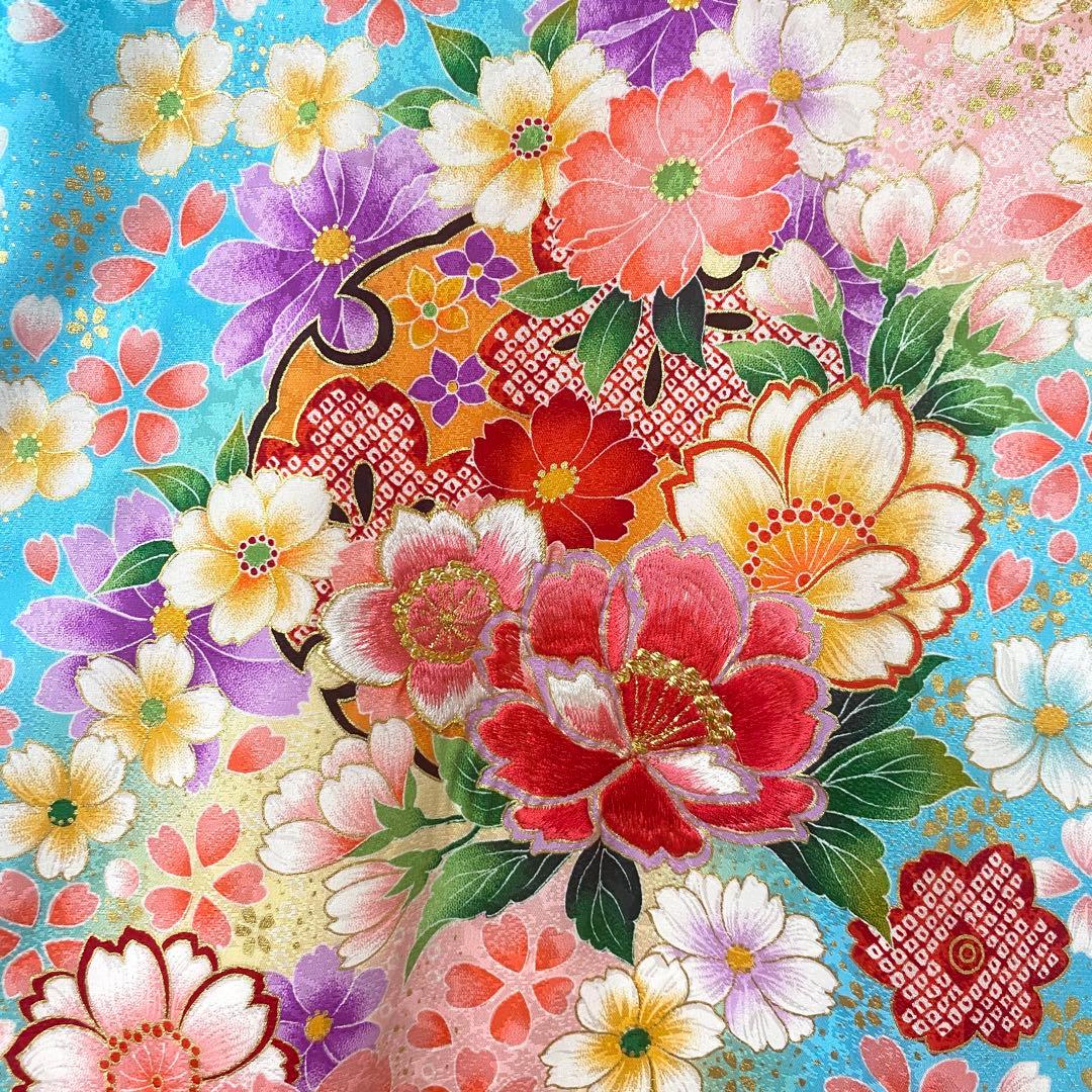 a753x54 訳あり 産着 女の子 水色 花 鞠 化粧箱付き