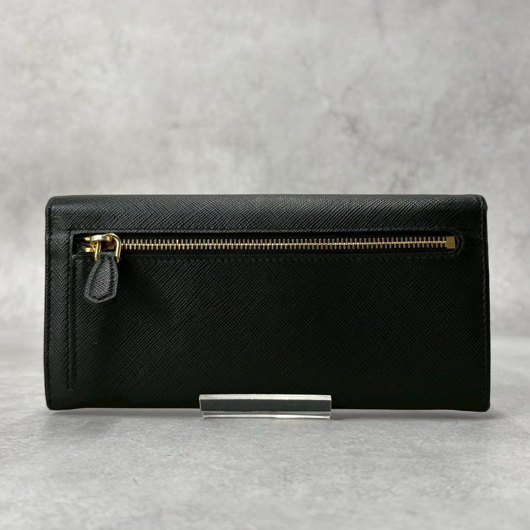 【極美品】PRADA 長財布 三角ロゴ サフィアーノレザー パスケース付き 箱付