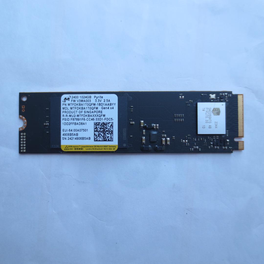M.2 2280 NVMe SSD 1024GB 中古品