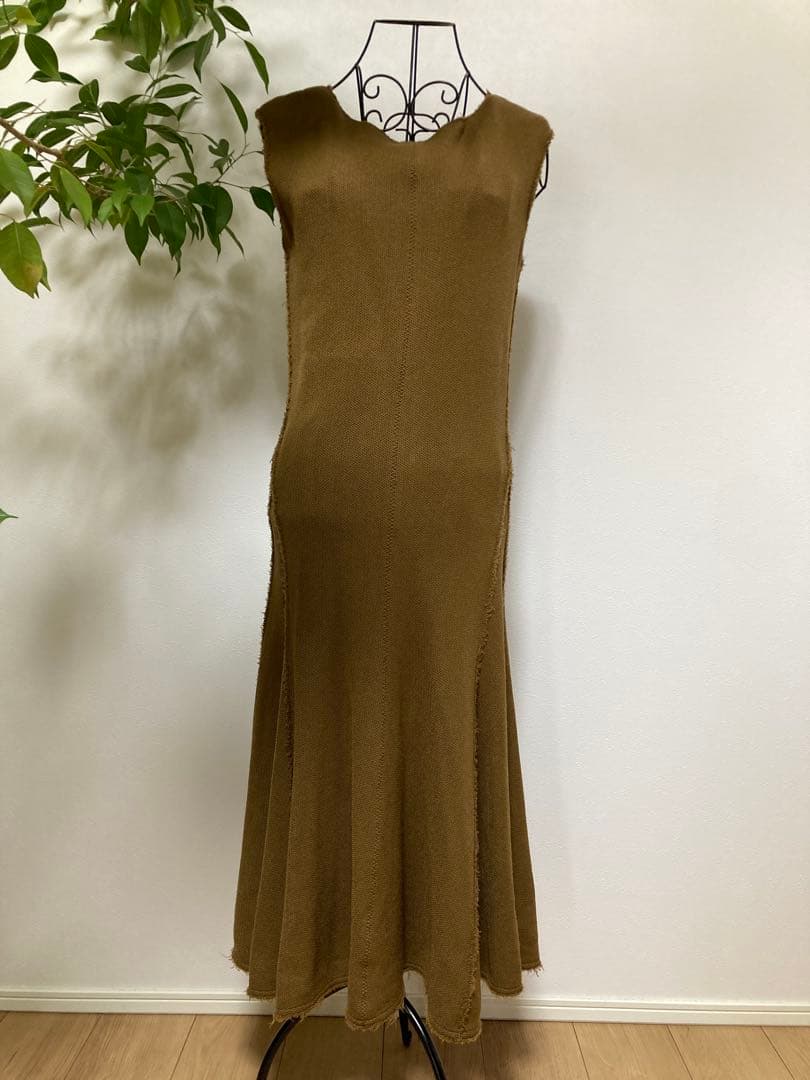 【美品】Drawerドゥロワー　ウール　ブラウン　フレア　ワンピース