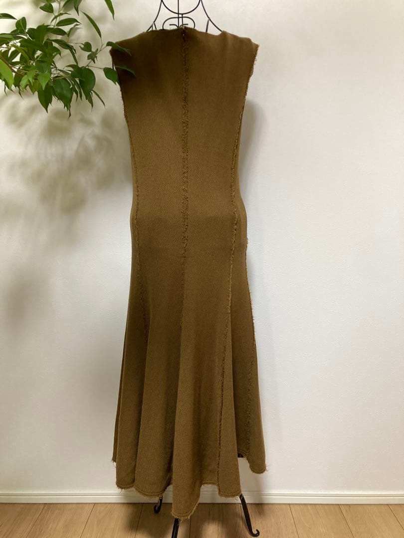 【美品】Drawerドゥロワー　ウール　ブラウン　フレア　ワンピース