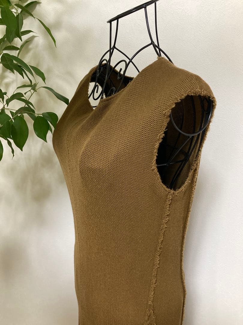 【美品】Drawerドゥロワー　ウール　ブラウン　フレア　ワンピース