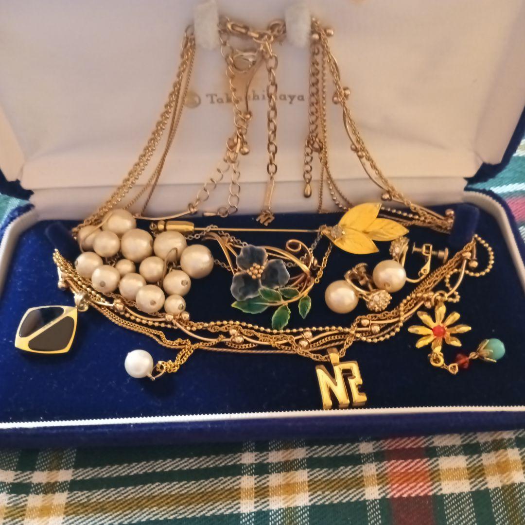 遺品生前整理アクセサリーまとめK18パールトップK18gpネックレスニナリッチ