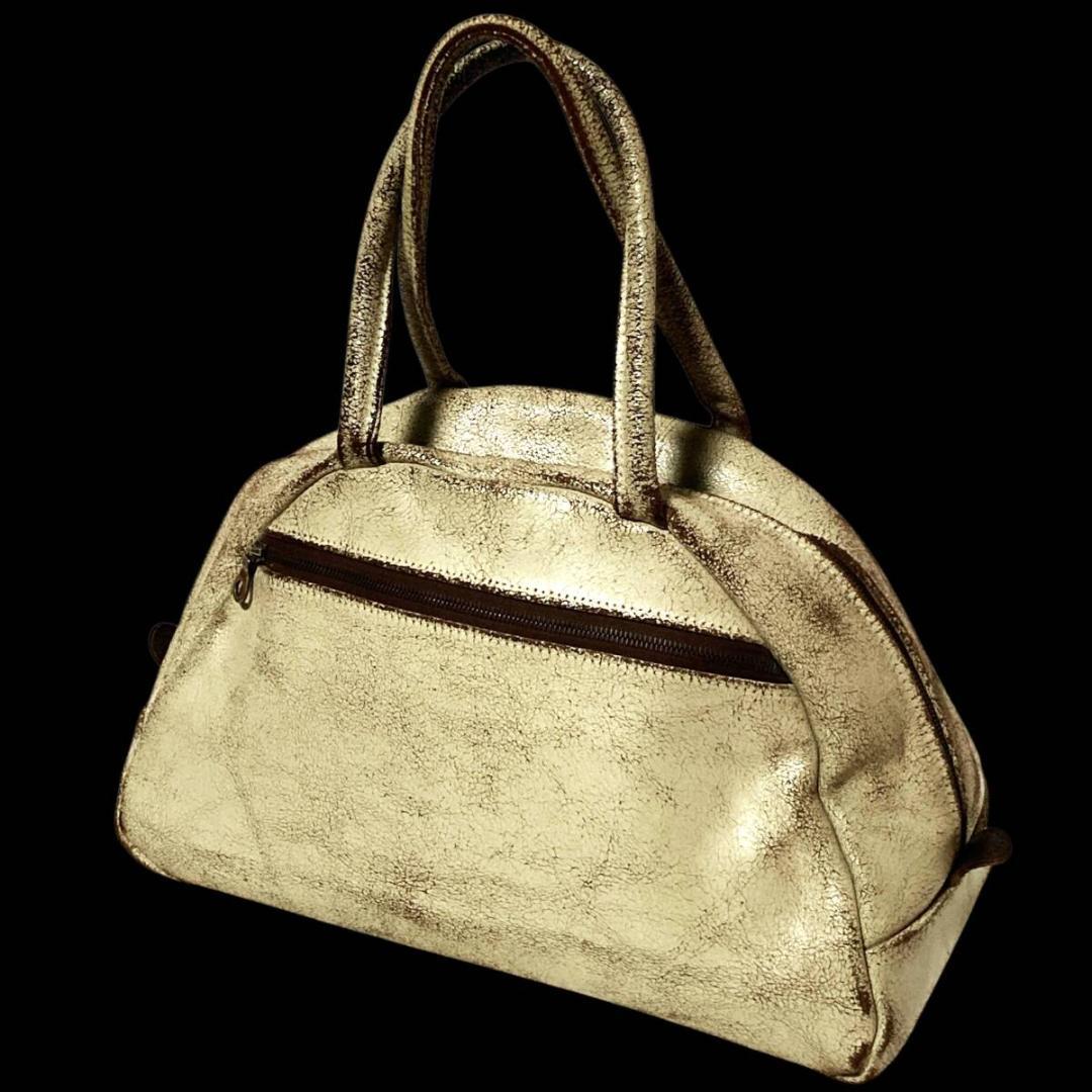 Jas M.B.★英国製★希少クラック★ボストンバッグ スモールトラベラー 白茶