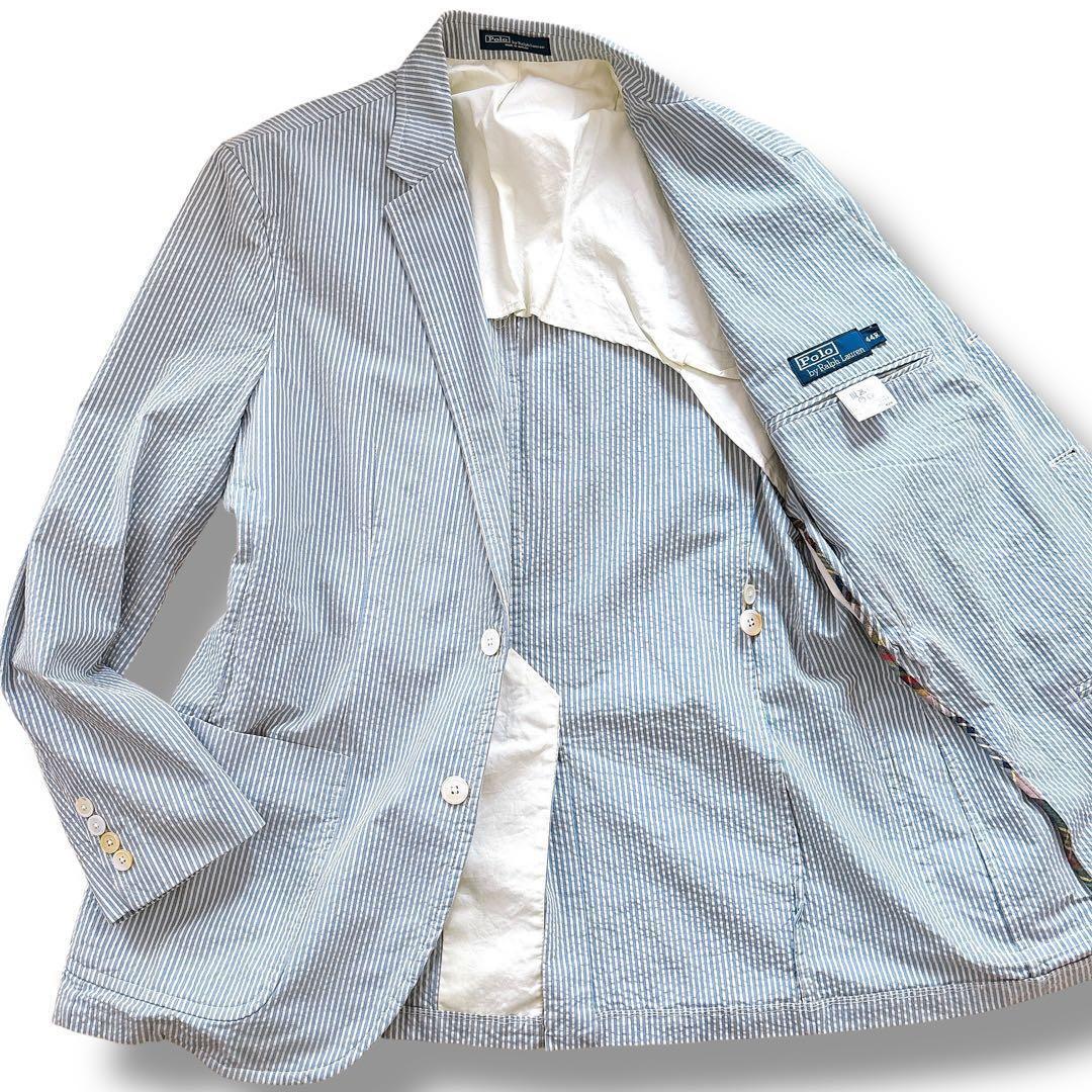 POLO RALPH LAUREN シアサッカー テーラードジャケット ブルー