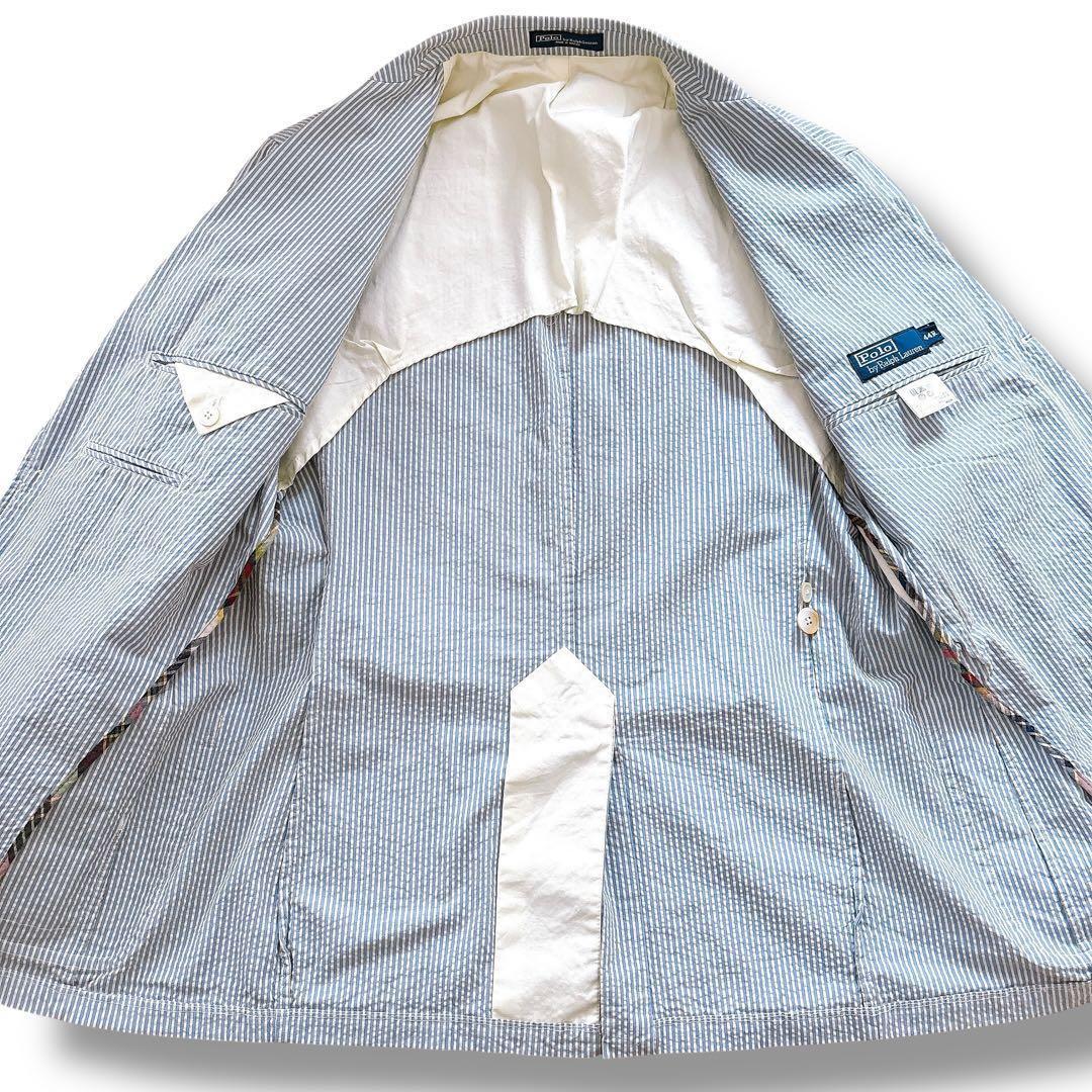 POLO RALPH LAUREN シアサッカー テーラードジャケット ブルー