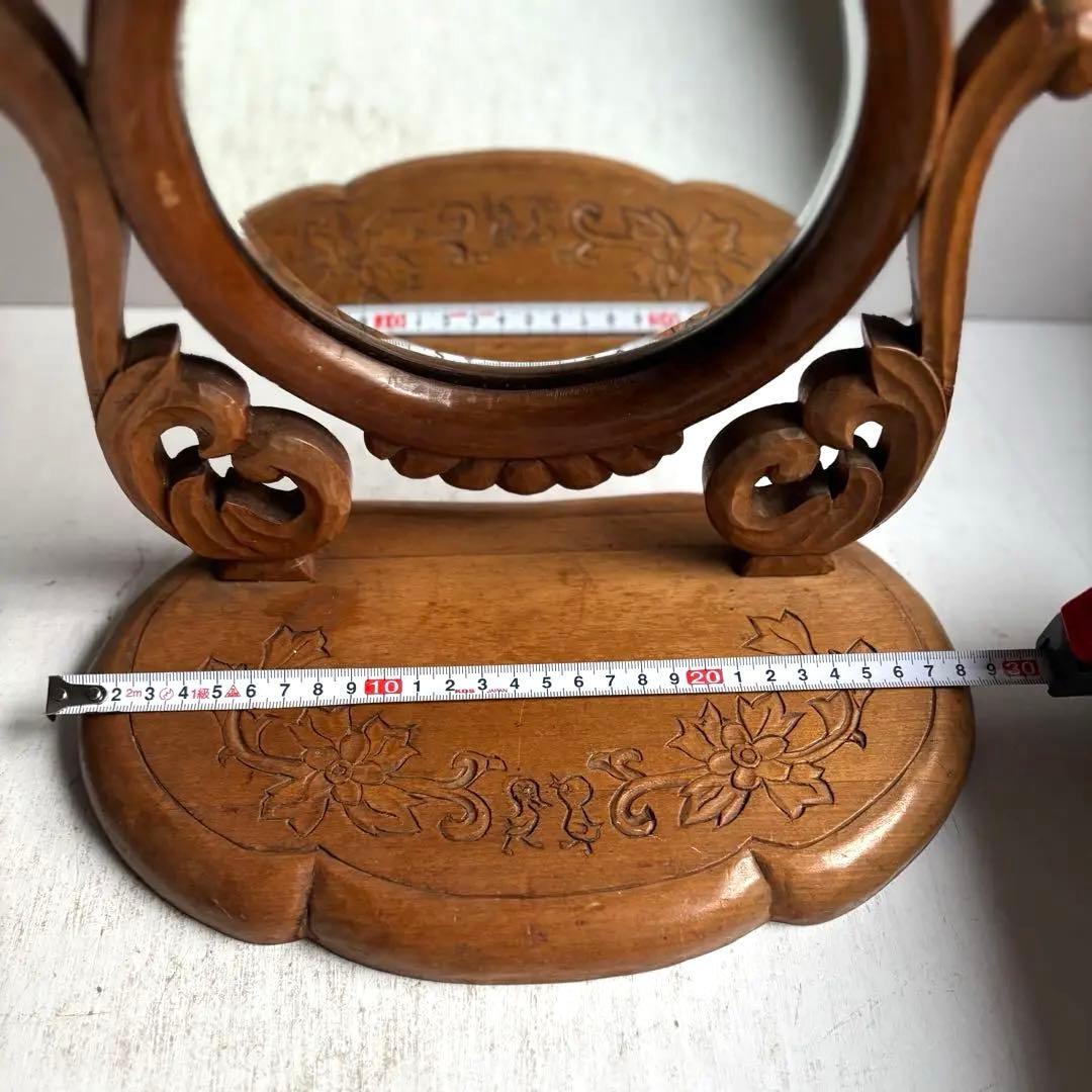 684 フランスアンティーク 木彫が美しい卓上鏡 鏡台 ミラー 蚤の市購入 パリ
