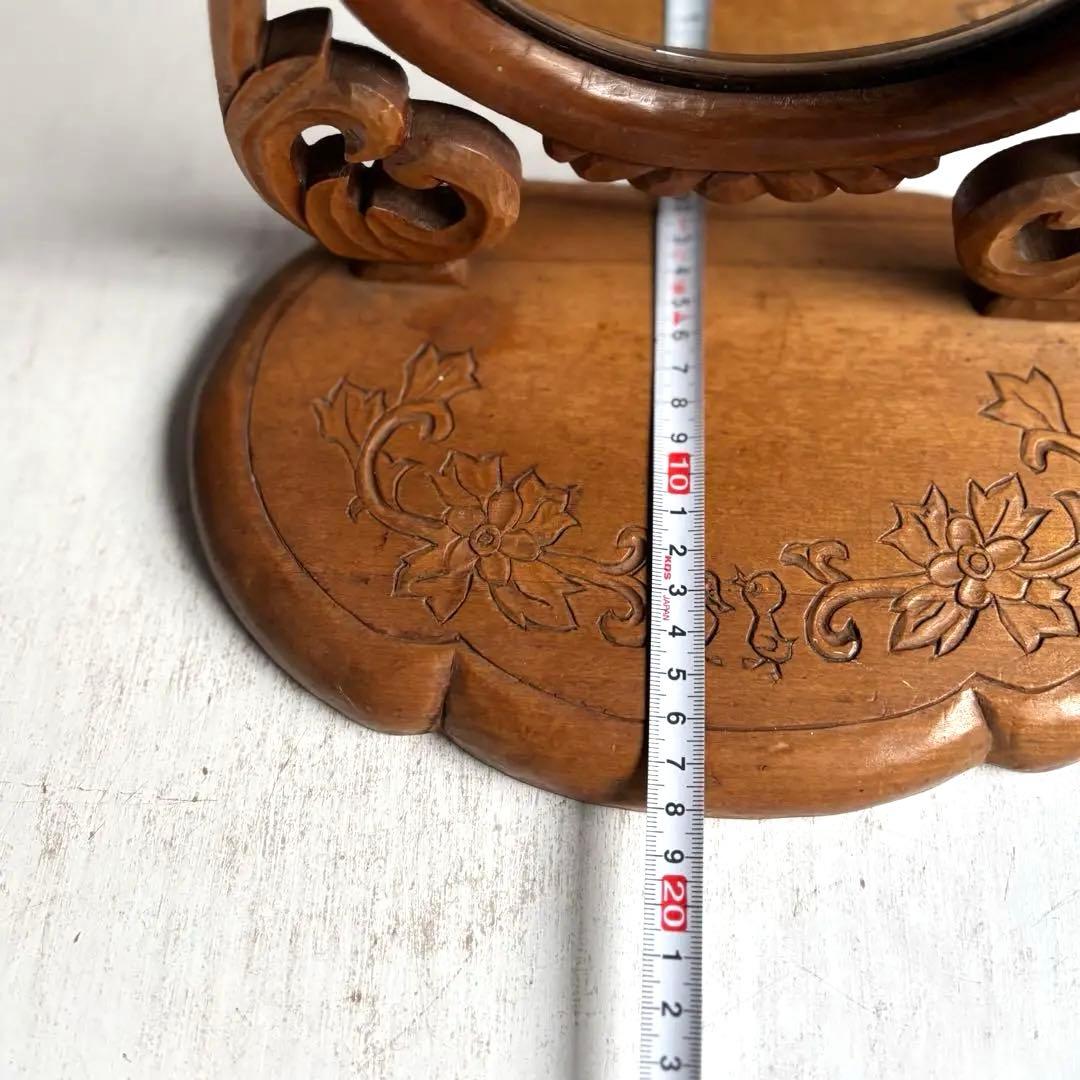 684 フランスアンティーク 木彫が美しい卓上鏡 鏡台 ミラー 蚤の市購入 パリ