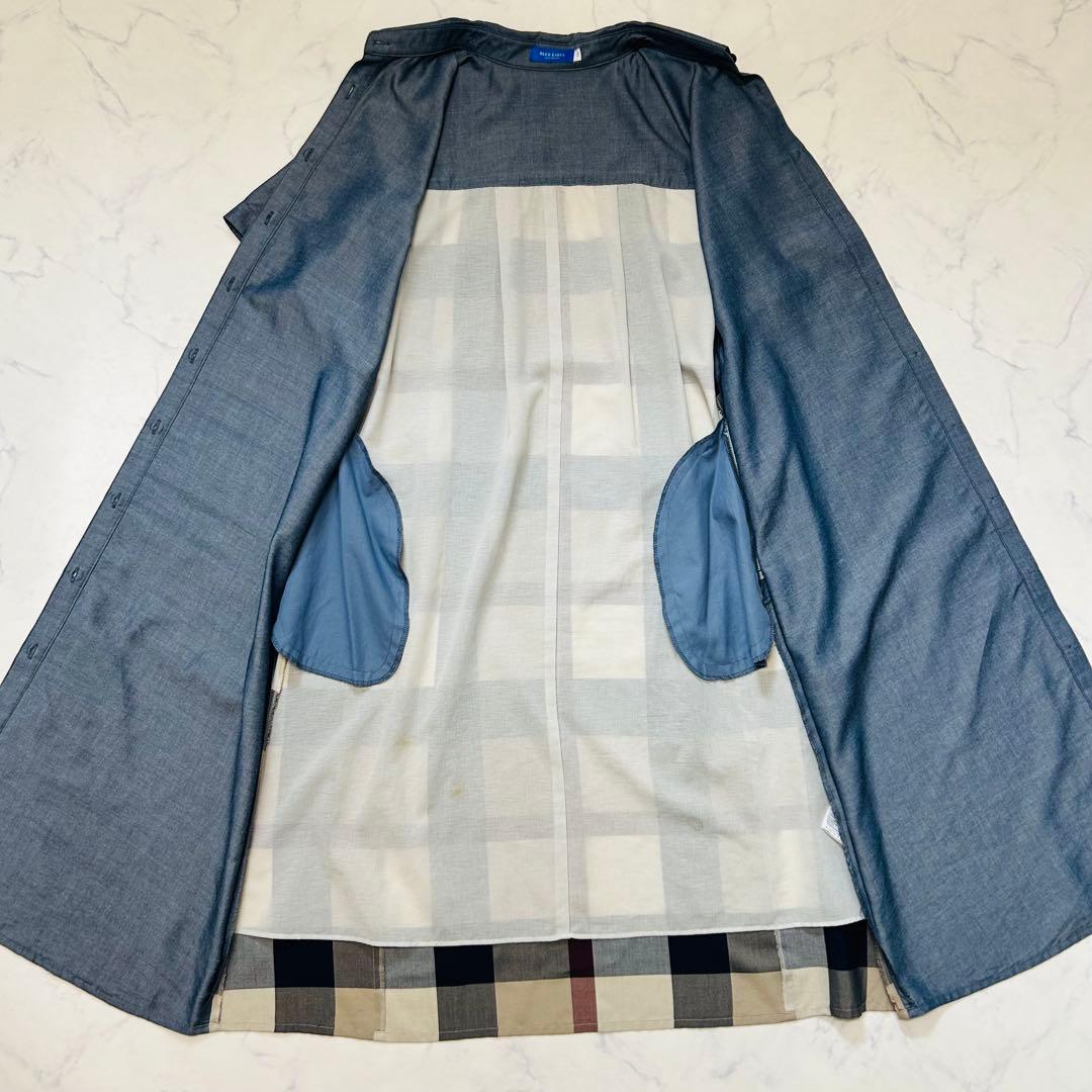 ブルーレーベルクレストブリッジ シャツワンピース デニム調 チェックベルト M