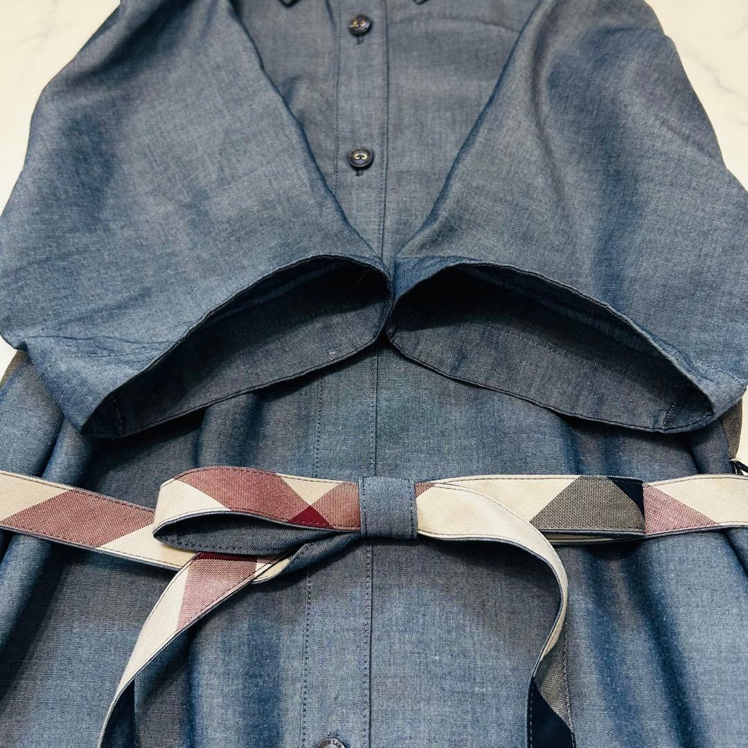 ブルーレーベルクレストブリッジ シャツワンピース デニム調 チェックベルト M