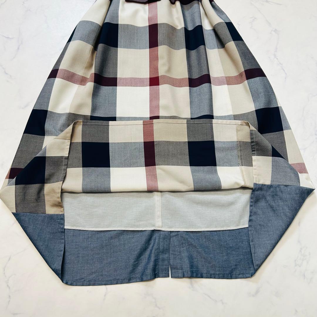 ブルーレーベルクレストブリッジ シャツワンピース デニム調 チェックベルト M
