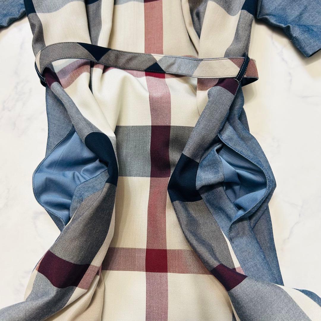 ブルーレーベルクレストブリッジ シャツワンピース デニム調 チェックベルト M