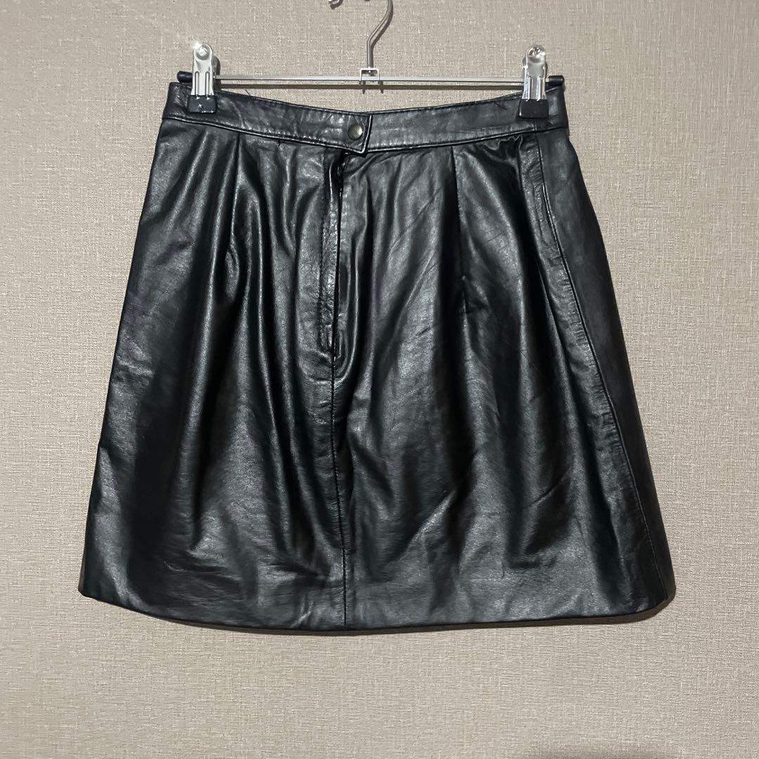 ヴィンテージ　レザースカート　ブラックレザー ミニスカート