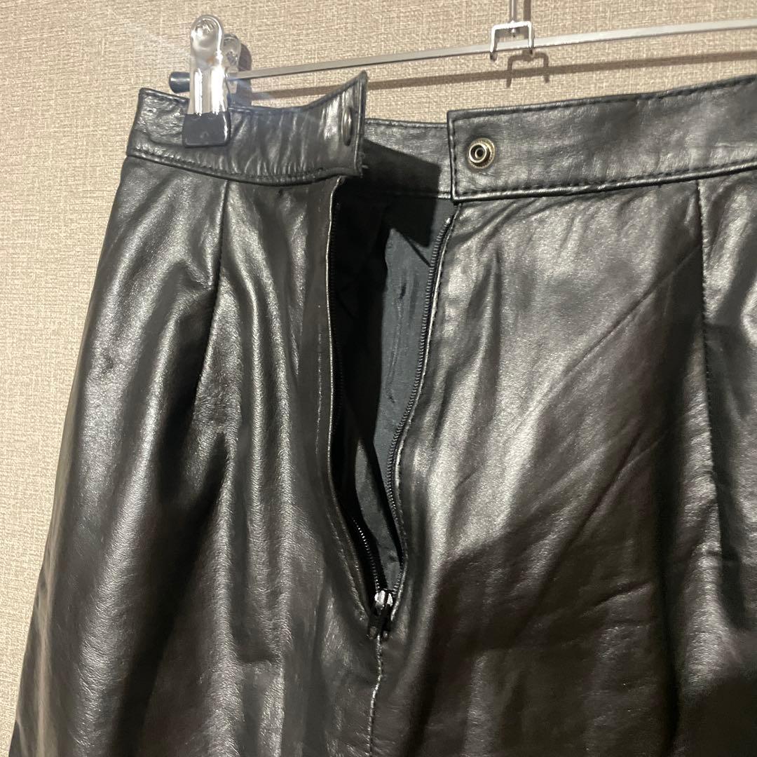 ヴィンテージ　レザースカート　ブラックレザー ミニスカート