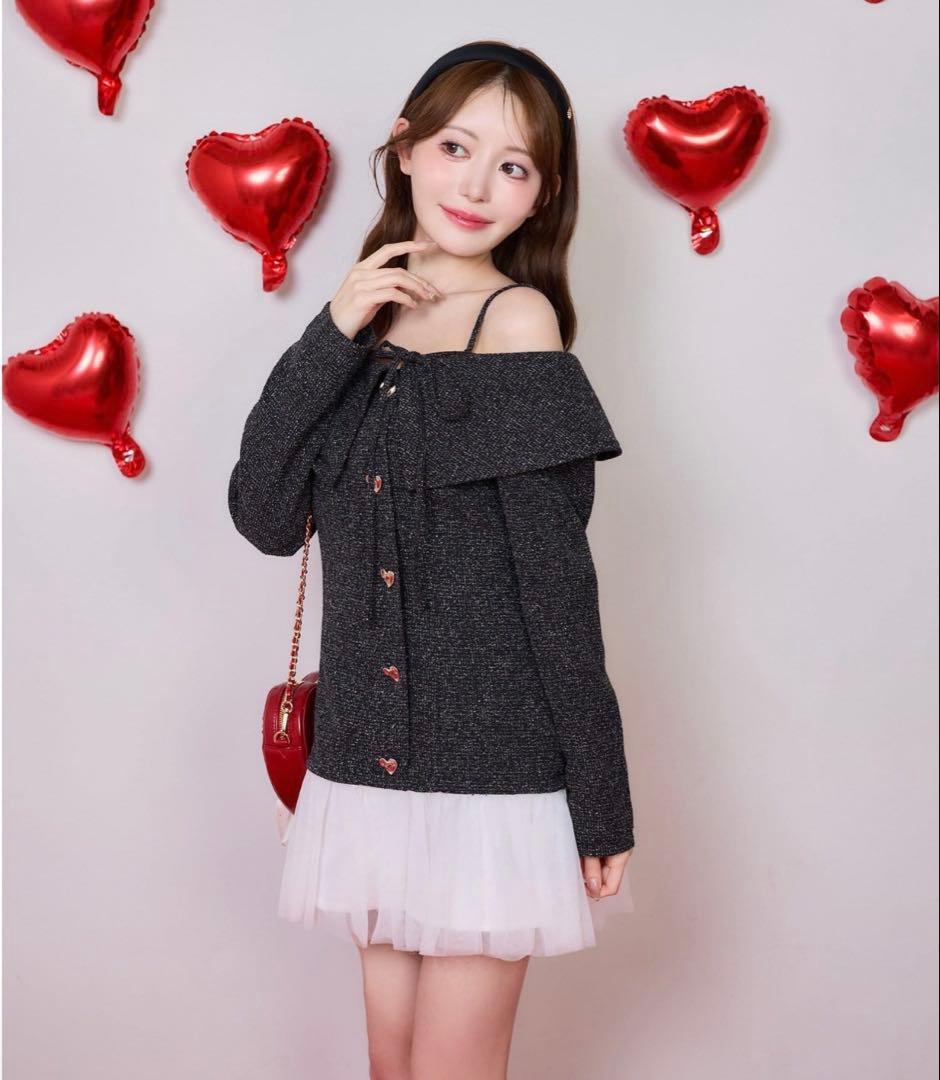 ハートボタン切替ミニワンピース