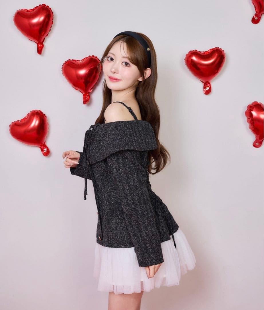 ハートボタン切替ミニワンピース