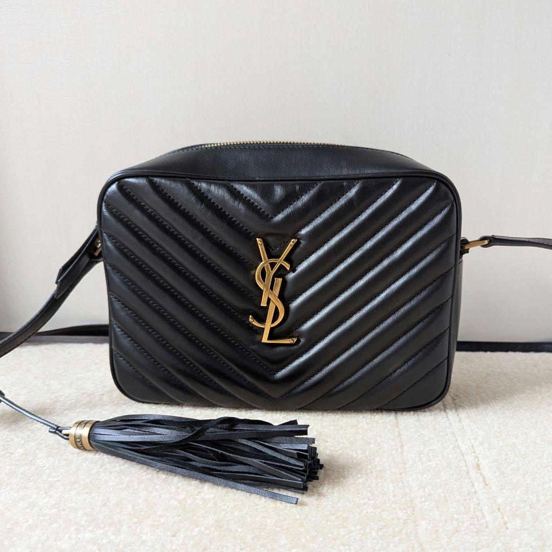【極美品】サンローラン ルー カメラバッグ ショルダーバッグ ブラック ゴールド