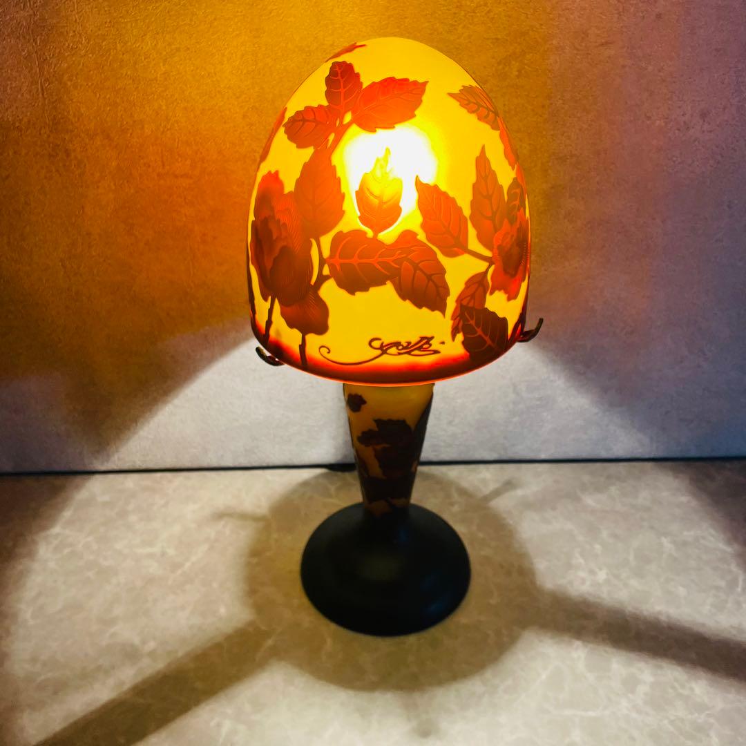 希少 ガレ風 スタンドライト スタンドライプ バラ 薔薇柄 アンティーク レトロ