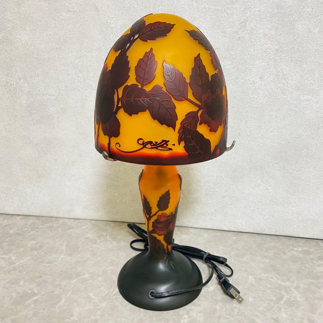 希少 ガレ風 スタンドライト スタンドライプ バラ 薔薇柄 アンティーク レトロ