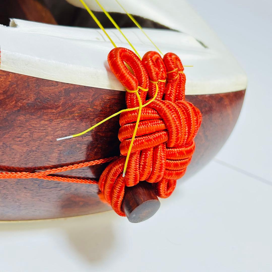 【高級 美品】三味線 中棹 紅木 プロ仕様 正寸 天然皮