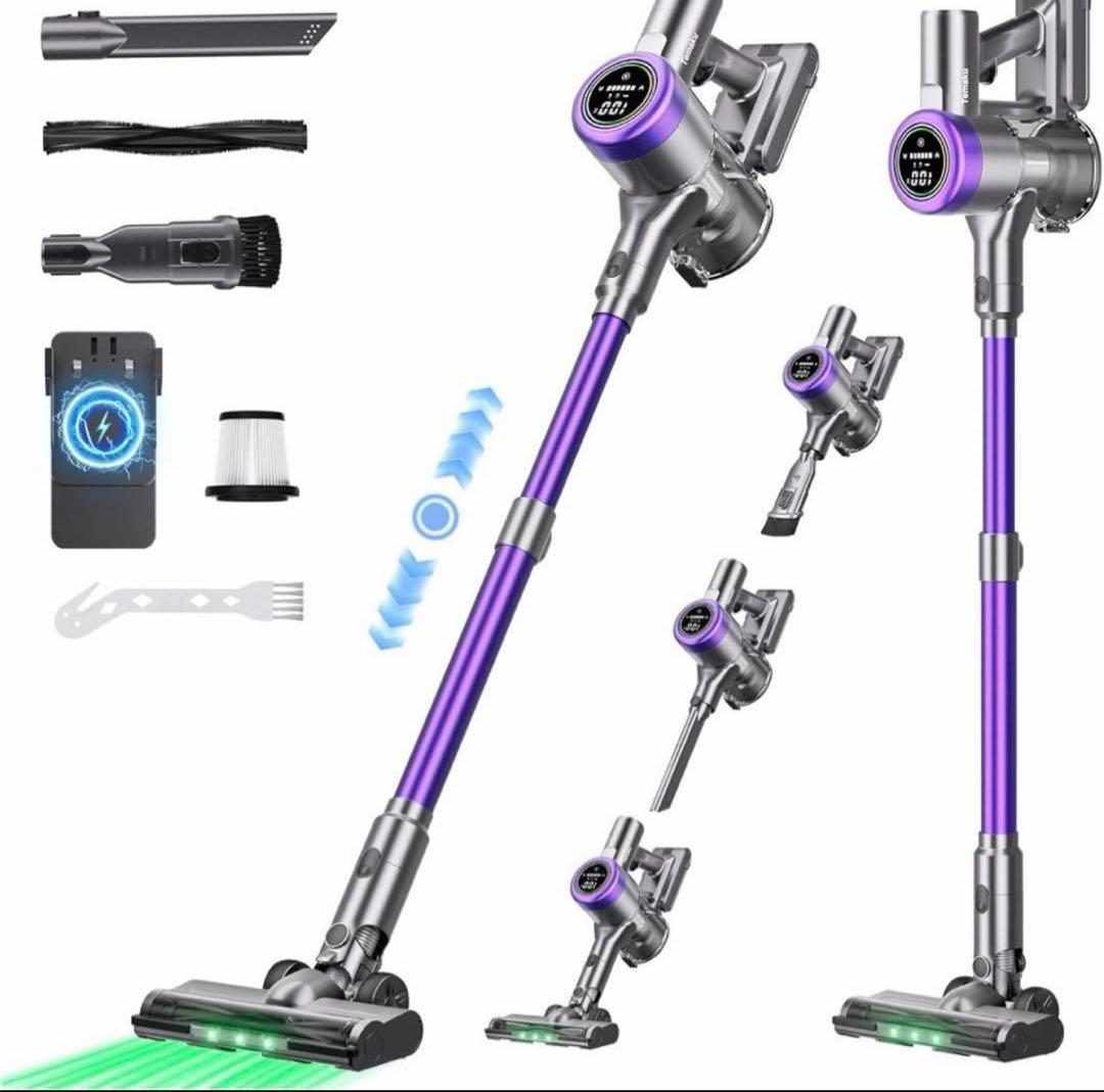 コードレス掃除機 80KPa超強力吸引 65分稼働 自立式 静音