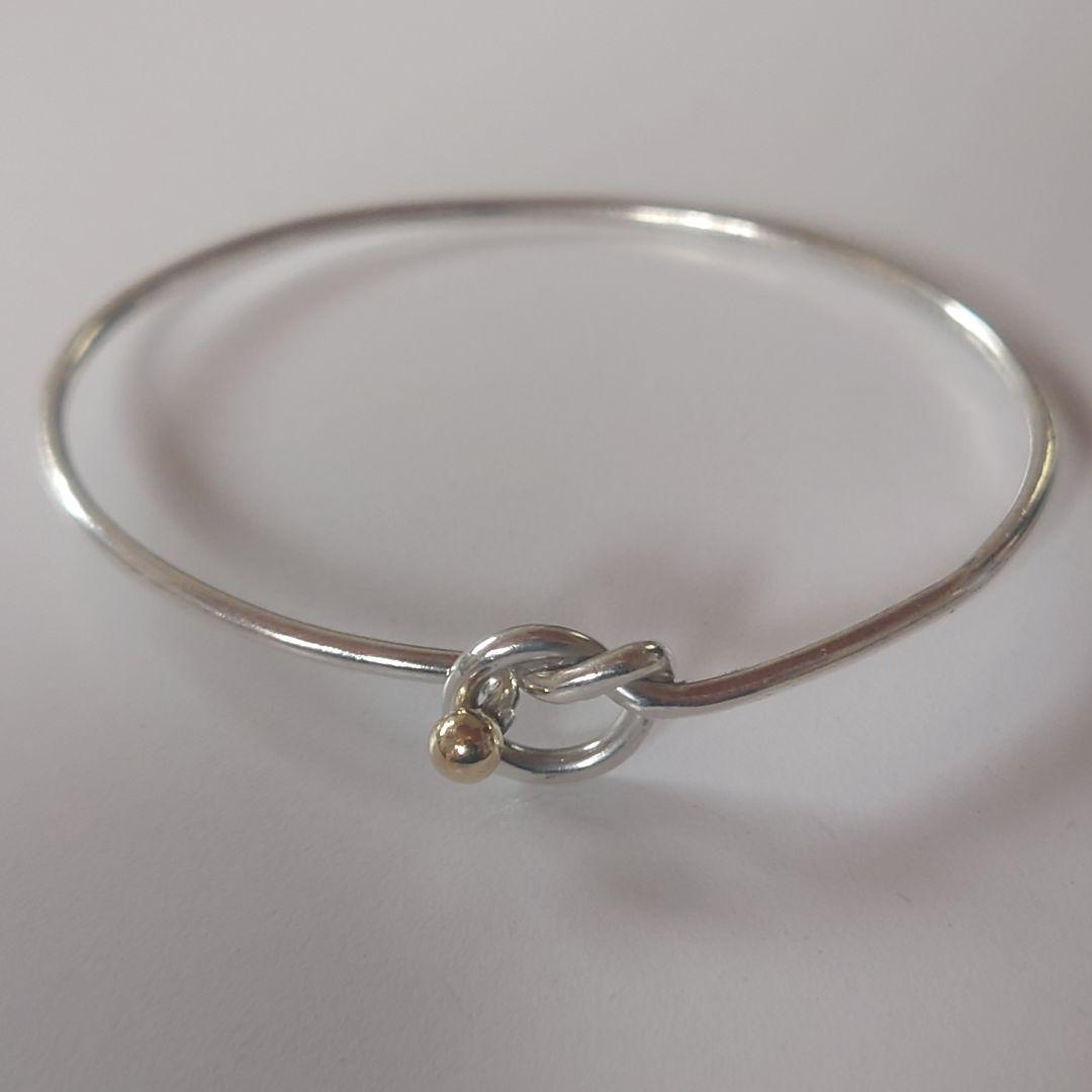 未使用に近い ティファニー バングル フック&アイ コンビ K18YG 17号