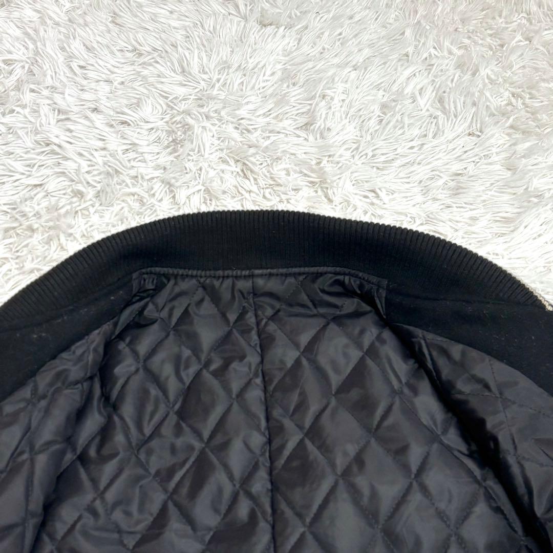 ✨美品✨SHIPS スタジャン ウール 牛革 レザー キルティング 黒ブラック