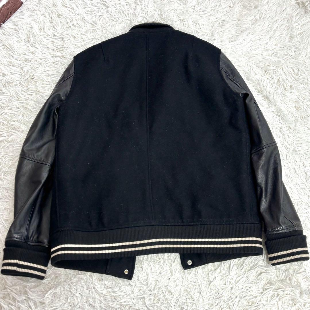 ✨美品✨SHIPS スタジャン ウール 牛革 レザー キルティング 黒ブラック