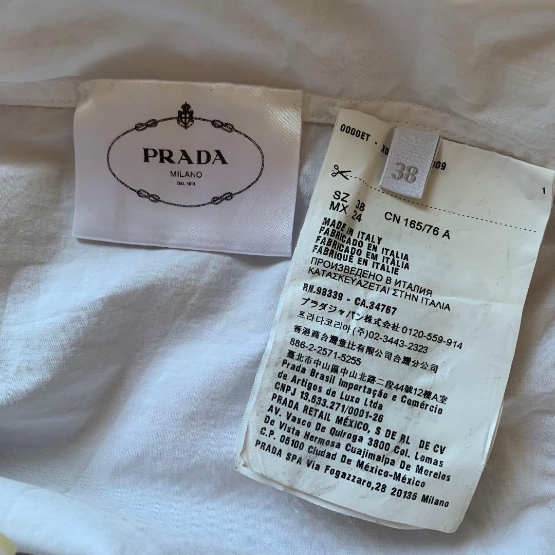 現行 プラダ ノースリーブ シャツワンピース チュール フリル 38