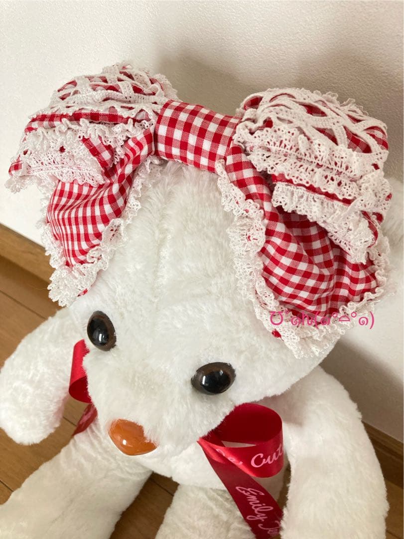 ベイビーザスターズ　 ギンガムチェックリボンレースカチュ 赤　初期BABY