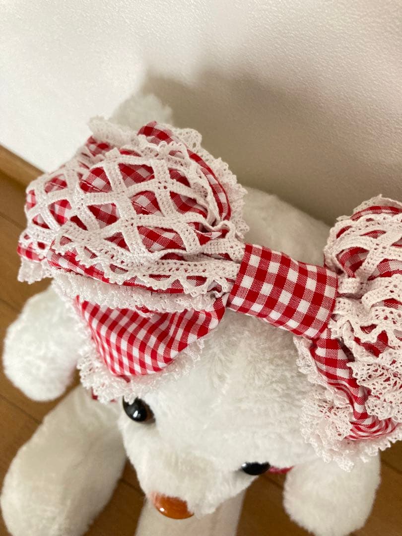 ベイビーザスターズ　 ギンガムチェックリボンレースカチュ 赤　初期BABY